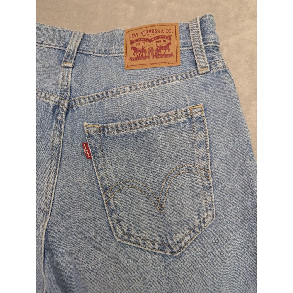 Levis High Waisted Straight Jeans Womens 25‎ Blue Light Wash Y2K Stretch Denim - Picture 11 of 15